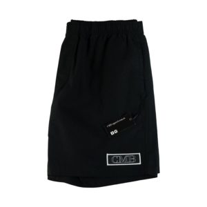black cmb patch beach shorts
