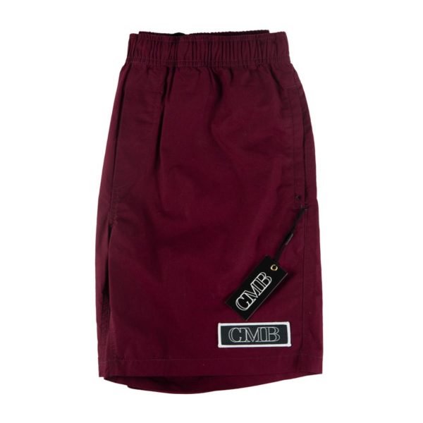 CMB burgundy beach shorts 2d patch